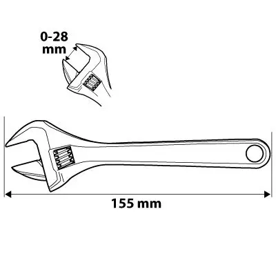 Ayarlı anahtar 155 mm, aralık 0-28 mm