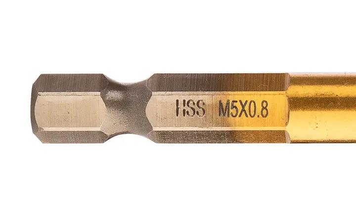 HSS TiN dişli matkap ucu, M5 x 0,8 mm, Hex