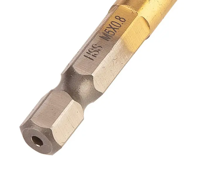 HSS TiN dişli matkap ucu, M5 x 0,8 mm, Hex