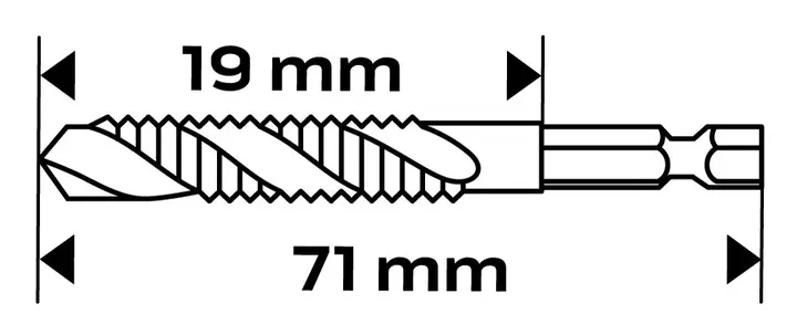 HSS TiN dişli matkap ucu, M10 x 1,5 mm, Hex