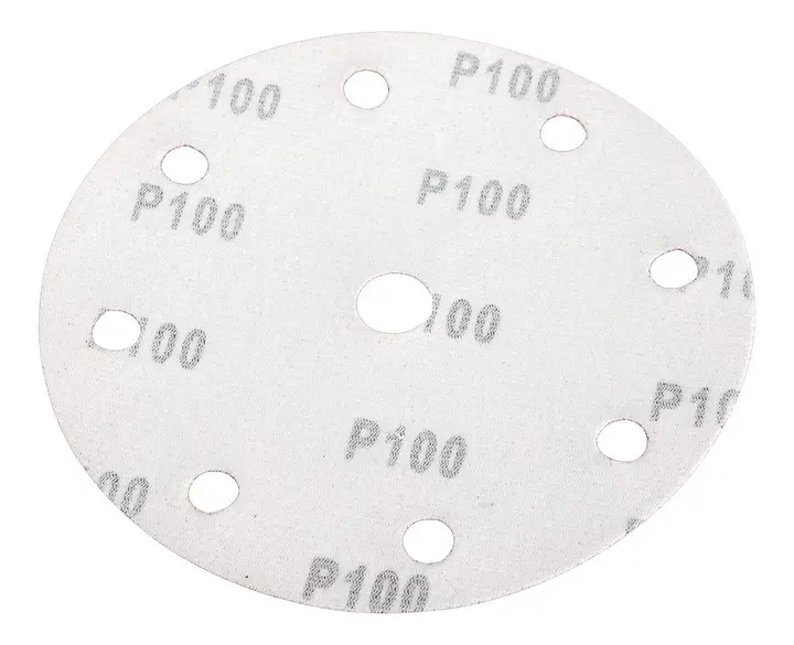 Cırt bantlı zımpara diski 150 mm, P100, 5 adet, 04-721 için 9 delikli