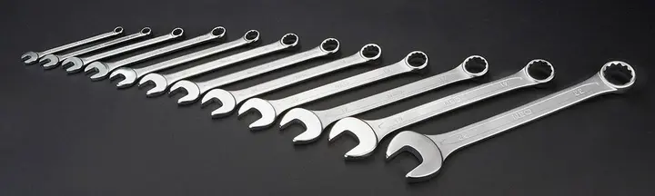 Kombine anahtarlar 6-22 mm, set 12 parça, ölçüler: 6, 7, 8, 10, 11, 12, 13, 14, 15, 17, 19, 22 mm