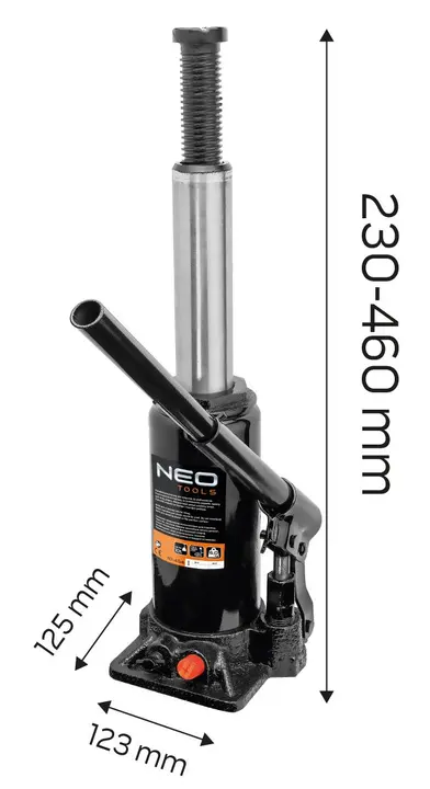 Hidrolik şişe kriko 10 t, 460 mm'ye kadar, 6 kg