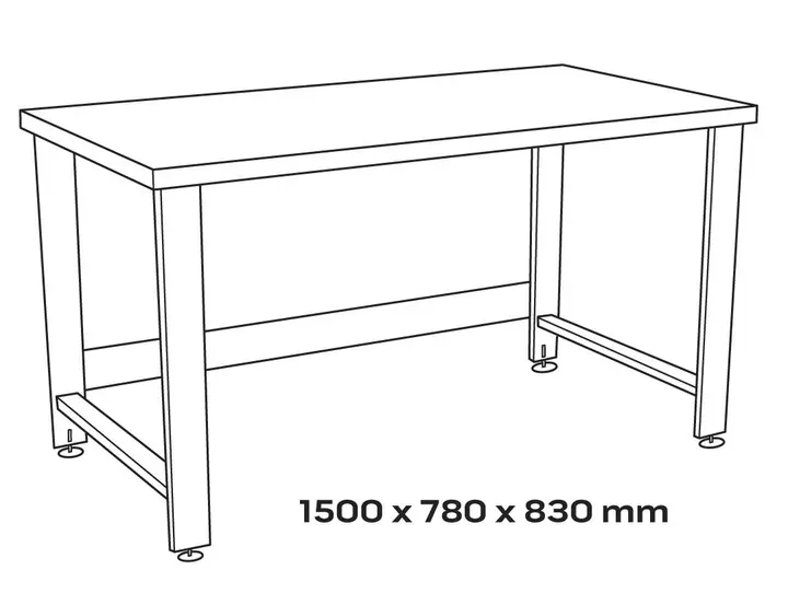 Çalışma tezgahı: 1500 x 780 x 830 mm