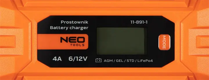 Otomatik akü şarj cihazı 4A/70W, 3-120Ah, asit / AGM / GEL aküler için