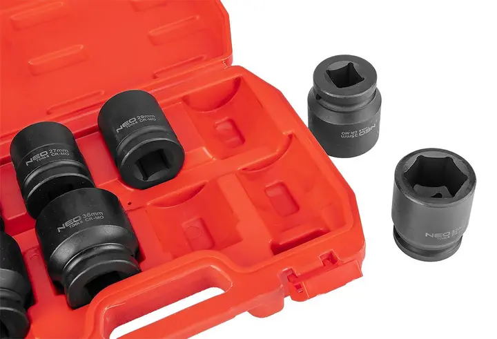 Darbeli lokma 3/4, 8 parça set, ölçüler: 26, 27, 29, 30, 32, 35, 36, 38 mm