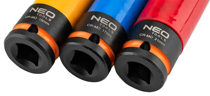 Jant somunu kilit lokması 1/2, 3 parça set (17 mm, 19 mm, 21 mm), Cr-Mo