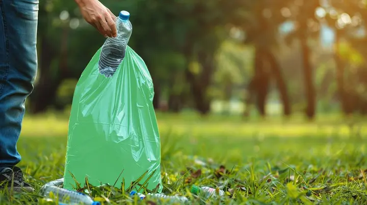 Atık torbaları 120 L, bantlı yeşil, 40 mikron, 10 adet