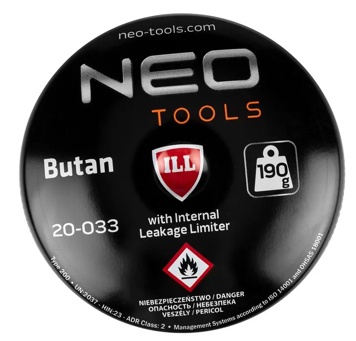Bütan gaz kartuşu 190g, damgalı