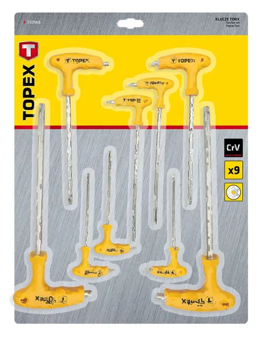 Torx keys type T T10-T50, set 9 pcs