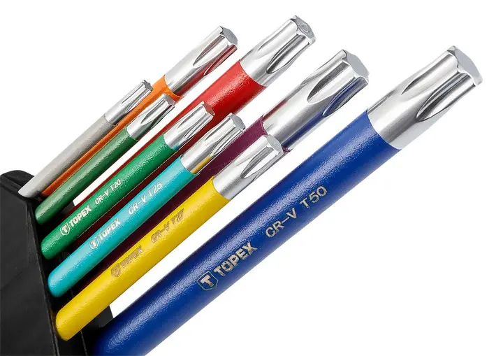 Torx anahtar T10-T50, renkli, 9 parça set