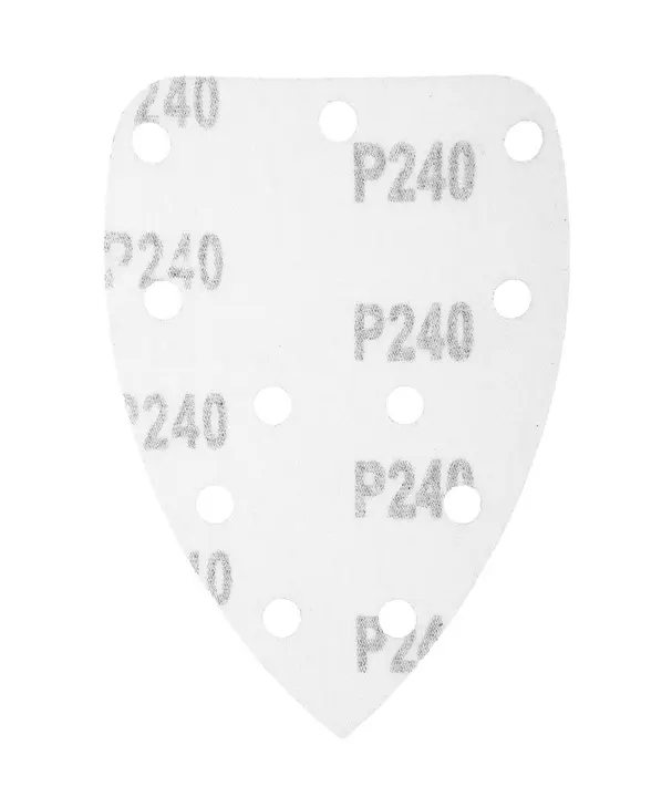 Cırt bantlı delta zımpara kağıdı 140 x 140 x 80 mm, K240, 5 adet, delikli
