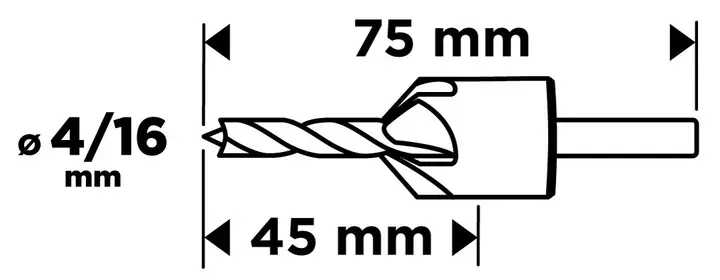 Ahşap pahlama matkap ucu 4 mm/16 mm