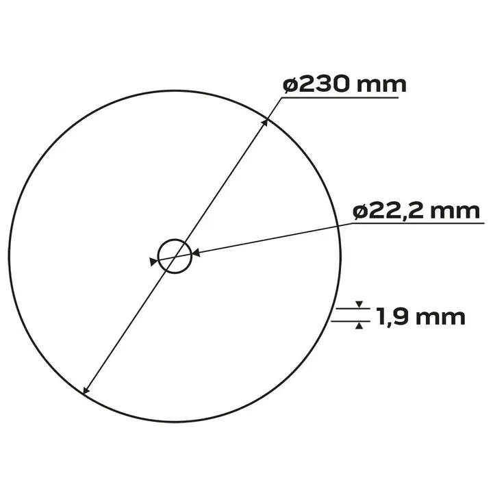 Metal kesme diskleri 230 x 1,9 x 22,2 mm, 41 A46-S-BF, 5 adet, film ambalaj