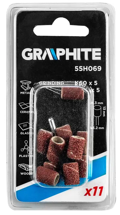 Zımpara bantları 6,3 mm, K60, K120, 10 parçalık set + sap 3,2 mm