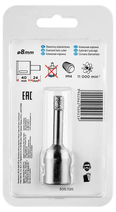 Elmas delik açma testeresi 8 mm x M14