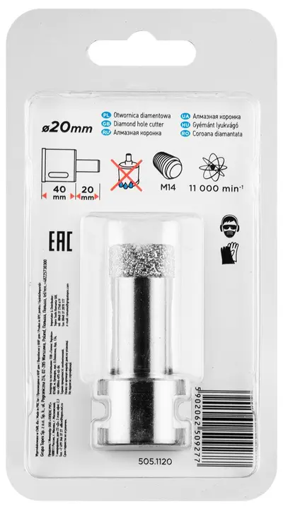 Elmas delik açma testeresi 20 mm x M14