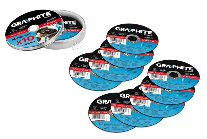 Metal için kesme diski 125 x 1.0 x 22.2 mm, 41 A60-T-BF, 10'lu set