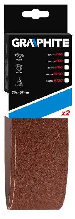 Zımpara bandı 75 x 457mm, K40, 2 parçalık set