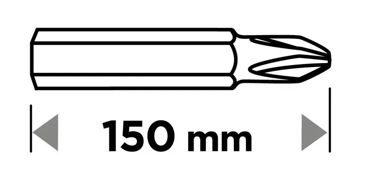 Uzun çift taraflı uç seti: SL3/5/7, PH1/2/2/3, PZ1/2/3 x 150 mm, 10 adet