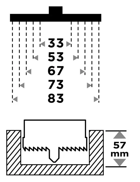 Tungsten karbür delik açma testeresi 32-83 mm, 5 parça set