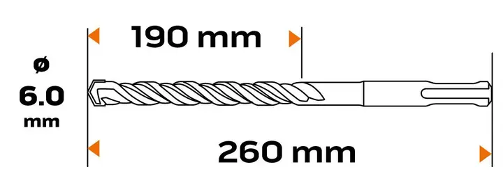 SDS Plus beton matkap ucu, 6 x 260 mm, S4, quatro