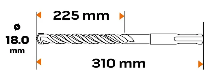 SDS Plus beton matkap ucu, 18 x 310 mm, S4, quatro