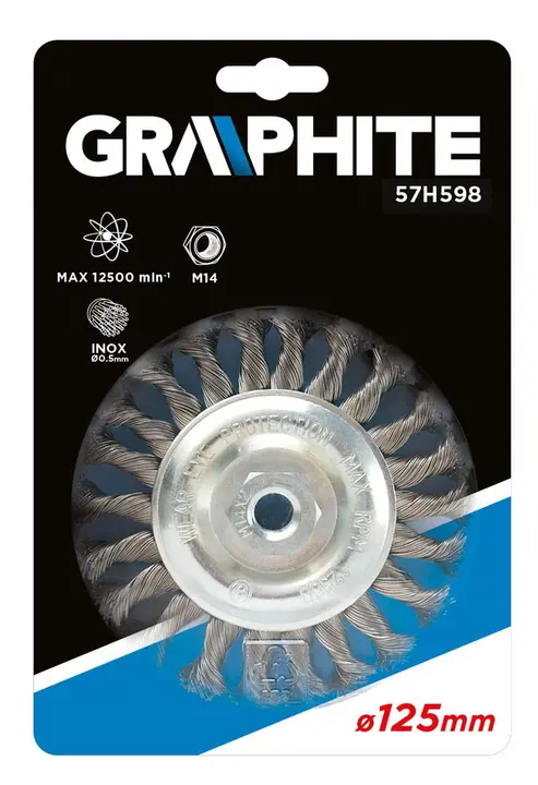 Tel çark fırça 125 mm x M14, INOX
