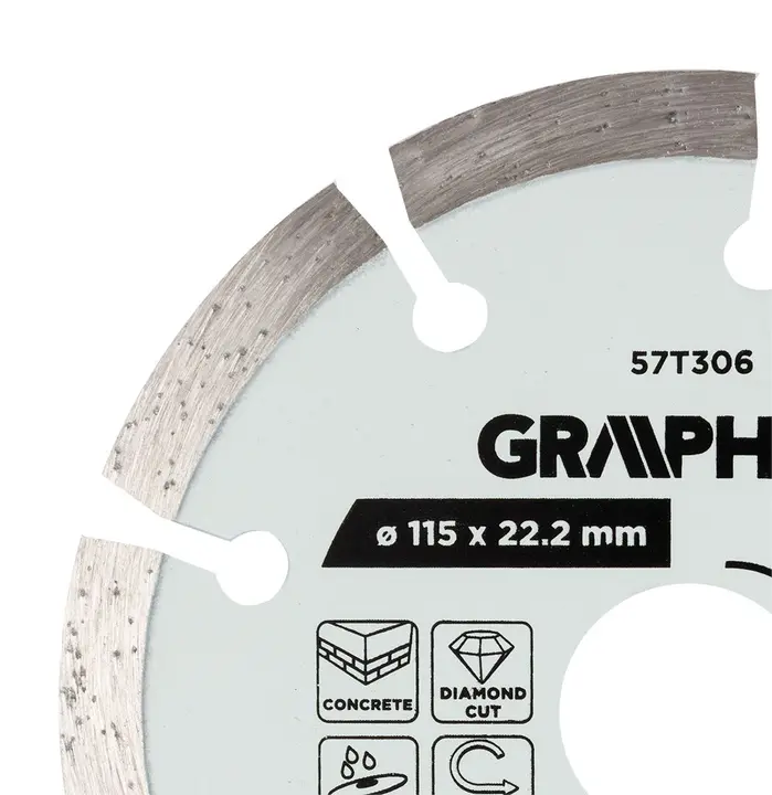 Segmentli elmas kesme diski, 115 x 22.2 mm, kuru ve ıslak