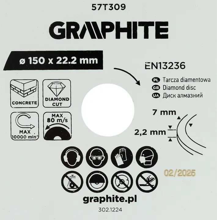 Segmentli elmas kesme diski, 150 x 22.2 mm, kuru
