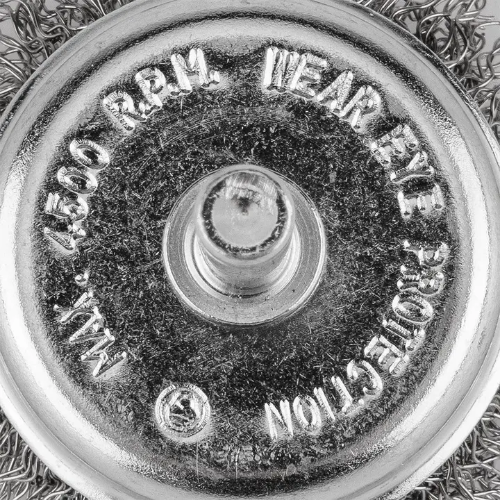 Çanak tel fırça 50 mm, kıvrımlı çelik tel, 6 mm saplı