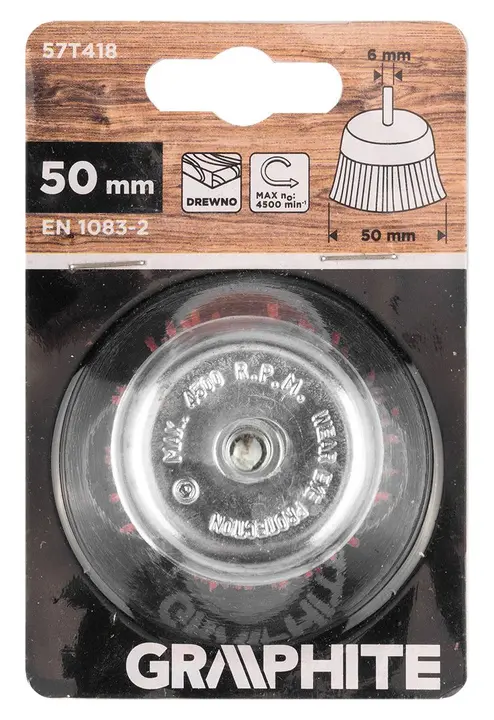 50 mm naylon çanak fırça, 6 mm saplı