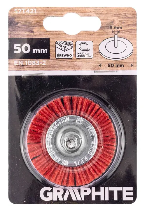 50 mm naylon çark fırça, 6 mm saplı