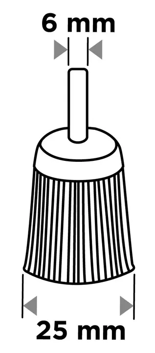 25 mm naylon yüz fırçası, 6 mm saplı