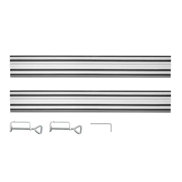 Kılavuz raylar 2 x 700 mm, bağlantı parçası, 2 kelepçe