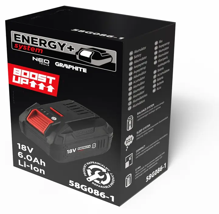 Akü Energy+ 18V Li-Ion 6.0Ah BOOST UP