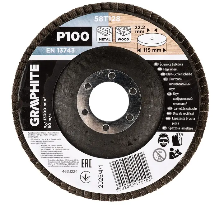 Flap wheel 115 x 22.2 mm, P