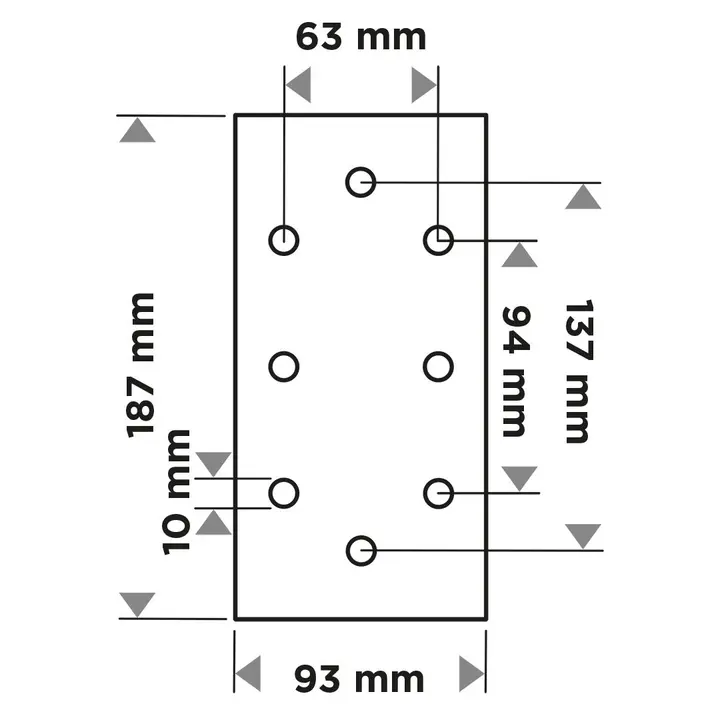 Zımpara kağıdı, cırt bantlı 93 x 185 mm, P40, 5 adet, 8 delikli