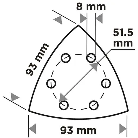 Zımpara kağıdı, cırt bantlı, iron 93 x 93 mm, P40, 5 adet, 6 delikli