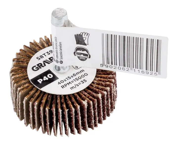 Saplı flap disk 40 x 15 x 6 mm, P40
