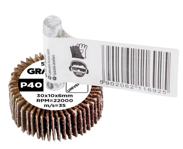 Saplı flap disk 30 x 10 x 6 mm, P40