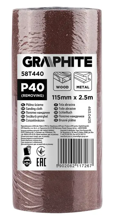 Rulo zımpara bezi 2.5 m x 115 mm, P