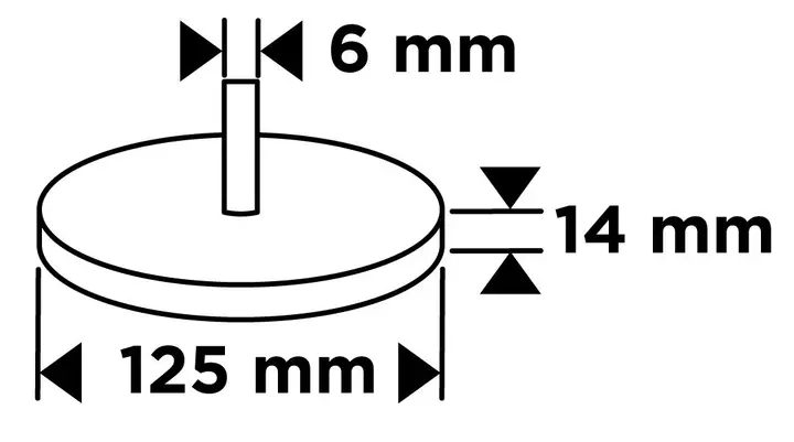 Saplı dokunmamış zımpara 125 x 14 x 6 mm