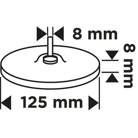 Cırt bantlı disk 125 mm x 8 mm, M14 dişli + 8 mm şaft