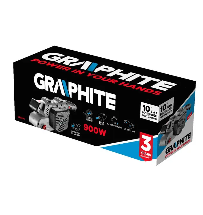 Bantlı zımpara makinesi 900W, hız 200-400 m/dk, zımpara bandı 75x533mm