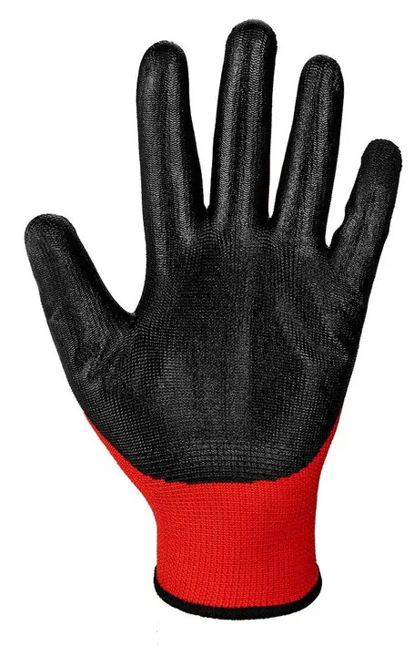 İş eldiveni, nitril kaplı polyester (düz), kat.1, beden