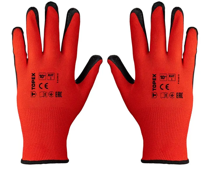 İş eldiveni, nitril kaplı polyester (düz), kat.1, beden