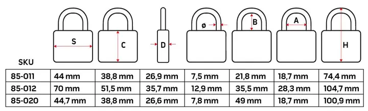 Uzun su geçirmez, kauçuk kapaklı laminasyonlu asma kilit. 40mm