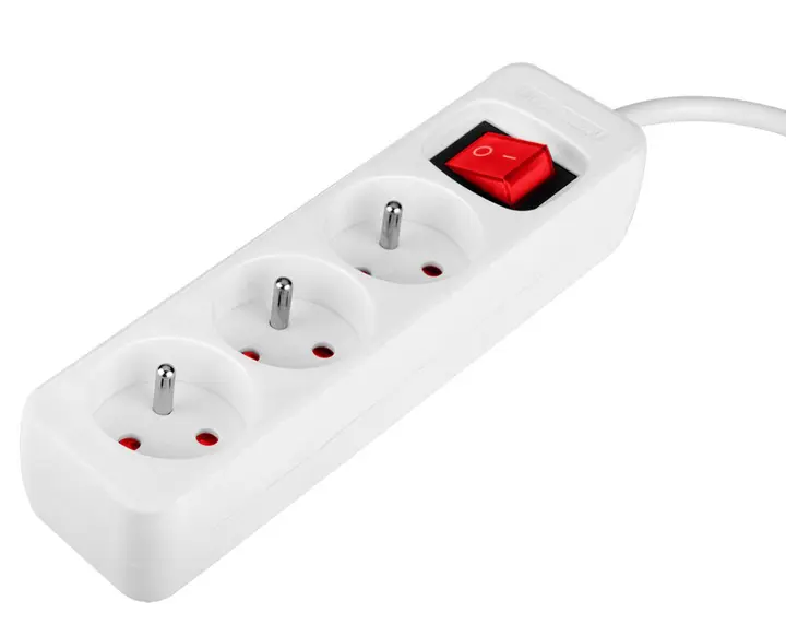 Şerit uzatma kablosu 1,5 m, 3 x 1,5 mm2, 3G, beyaz, ON/OFF