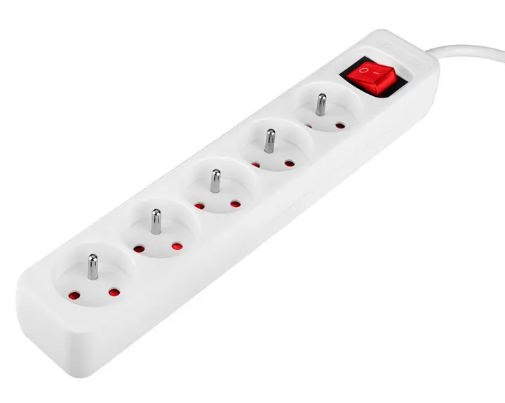 Şerit uzatma kablosu 5 m, 3 x 1,5 mm2, 5G, beyaz, ON/OFF